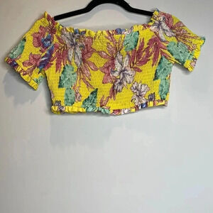 Caroline Yellow Floral Crop Top